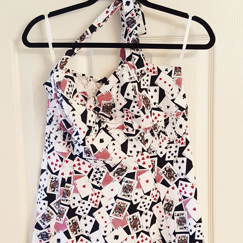 TORRID Card Print Halter Dress NWT Sz 1 14/16